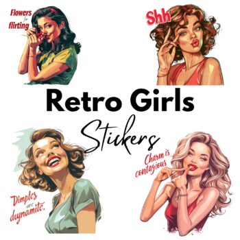 12 pcs Retro Girl Stickers