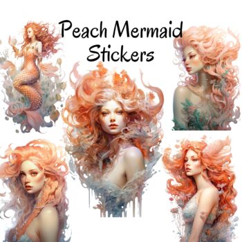24pcs Peach Mermaid Stickers