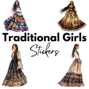 22 pcs Traditional Girl Stickers