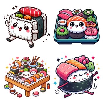 20pcs Kawaii Sushi food PET Stickers