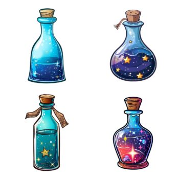 25pcs Magic Cartoon Bottle Stickers
