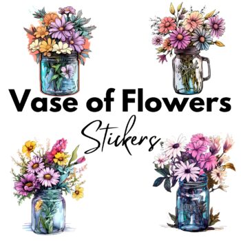 12 pcs Vase of Flowers PET/Transparent Stickers