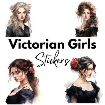 12 pcs Victorian Girl Stickers