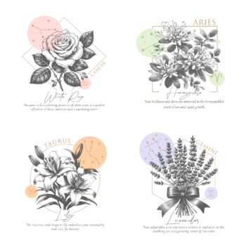 12pcs Zodiac Birth Flowers Stickers