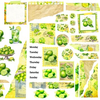 Lime Journaling Kit Scrapbooking PET Stickers