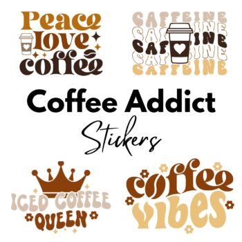 12 pcs Coffee Addict Stickers