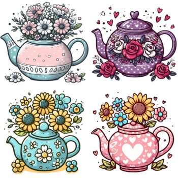 20pcs Teapots Doodle Stickers