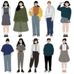 18pcs Korean illustration Stickers