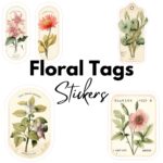 60 pcs Floral Tags PET/Transparent Stickers