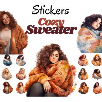 24pcs Cozy Sweater Girls Stickers