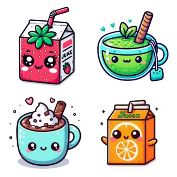 20pcs Kawaii Drinks PET Stickers