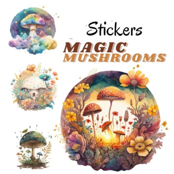 24pcs Magic Mushroom Stickers