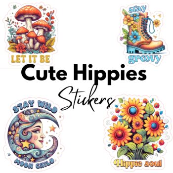 12 pcs cute Hippies Stickers