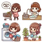 20pcs Kawaii Little Girl PET Stickers