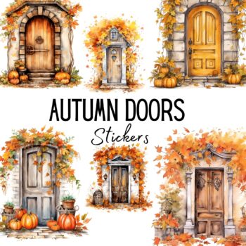 12pcs Autumn Doors Stickers