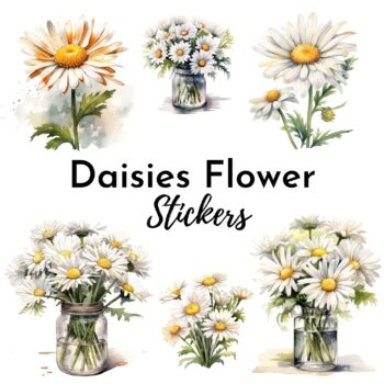 24pcs Daisies Flowers Stickers