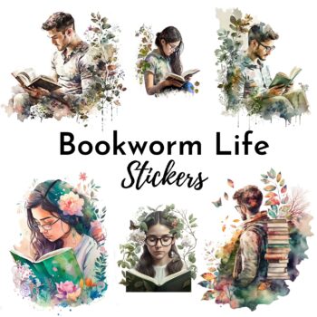 24pcs Bookworm Life Stickers