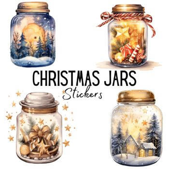 24pcs Christmas Jars Stickers