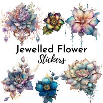 24pcs Jewelled Flowers Sticker