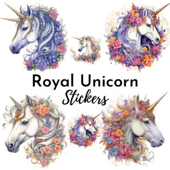24pcs Royal Unicorn Stickers