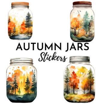 12pcs Autum in Jar Stickers
