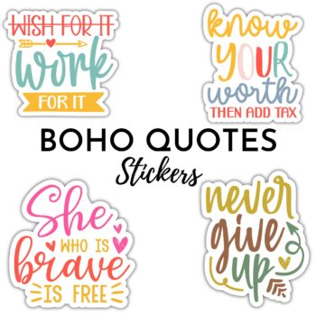 12pcs Boho Quotes Stickers