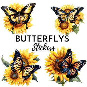 12pcs Butterfly Sunflower Stickers