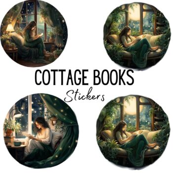 24pcs Cottage Books Stickers