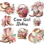 24pcs Cow Girl Stickers