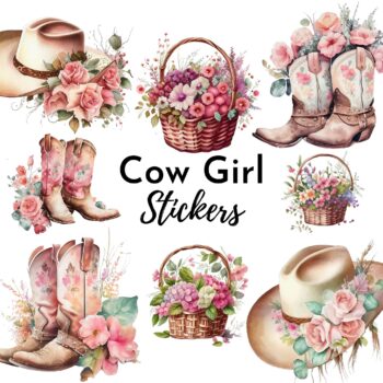 24pcs Cow Girl Stickers