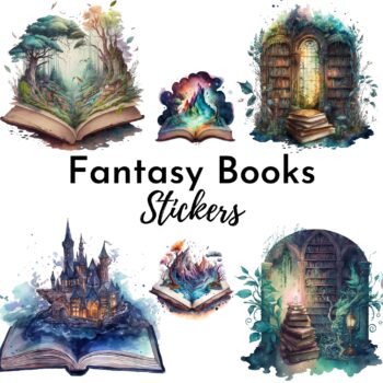 24pcs Fantasy Books Stickers