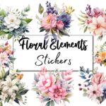 24pcs Floral elements Transparent/PET Stickers