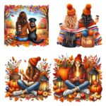 12pcs Autumn Girls Stickers
