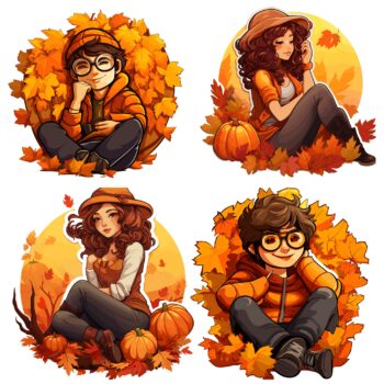 12pcs Fall Autumn Stickers
