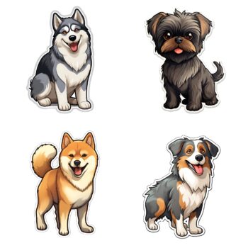 12pcs Cute Dogs Stickers
