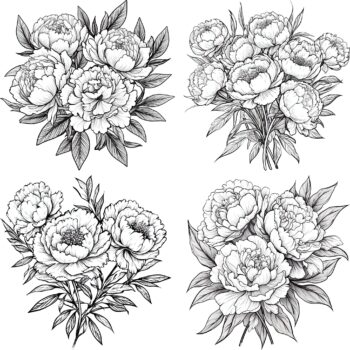 12 pcs Monochrome Flowers PET/Transparent Stickers
