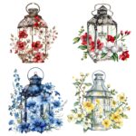 12pcs Floral Lantern Stickers