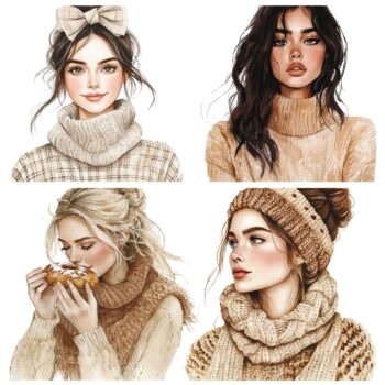 12pcs Winter Aesthetic Girls Stickers