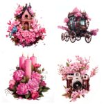 12pcs Vintage Rose Aesthetic Stickers