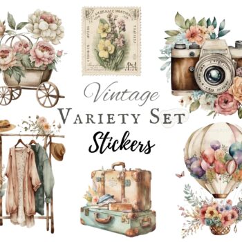 24pcs Watercolor Vintage Stickers