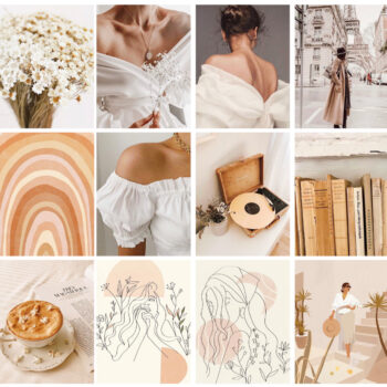 60pcs Beige Coffee Aesthetic Stickers