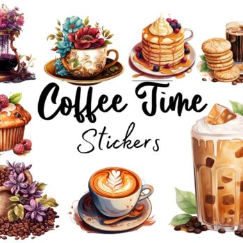 24pcs Coffee Time Stickers