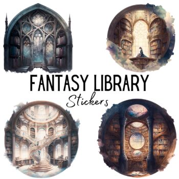 12pcs Fantasy Library Stickers