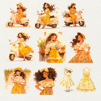 24 pcs Lemon Girls Stickers