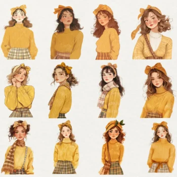 24 pcs Yellow Girls Stickers