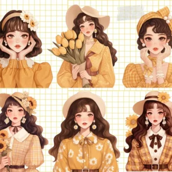 24 pcs Cottagecore Girls Stickers