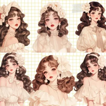 24 pcs White Floral Fantasy Girls Stickers