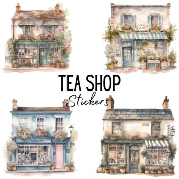 24pcs Vintage Tea Shop Stickers