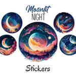 12pcs moonlit night Journaling Stickers