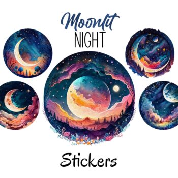12pcs moonlit night Journaling Stickers
